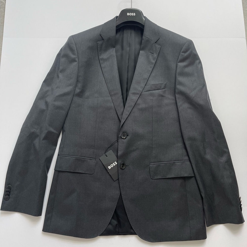 HUGO BOSS Johnstons 1 Suit Jacket 50318521 Dark Grey Virgin Wool Blazer 38R $645